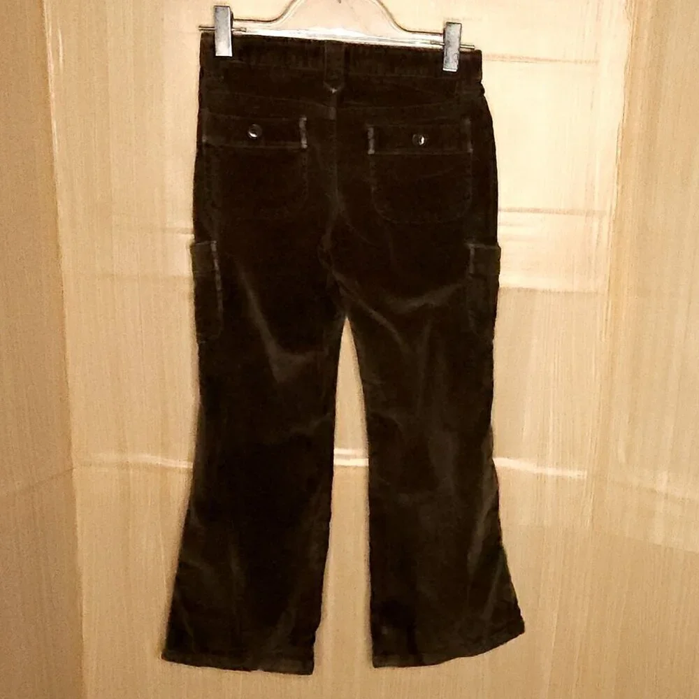 Gap Kids Girls Green Velvet Flare Pants 6